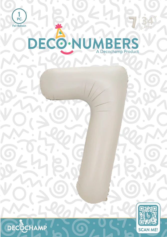 Number 7 Latte Foil Balloon 34" (Single Pack) DECONUMBER