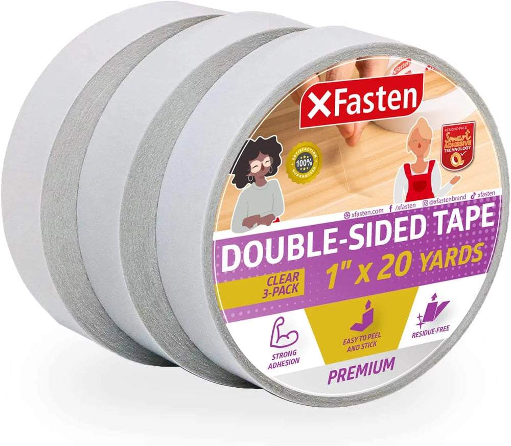 Double Sided Tape - Clear (1 in.) x 20 Yards (SINGLE ROLL)