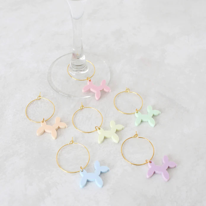 BALLOON DOG WINE CHARM SET (PASTEL COLORS)