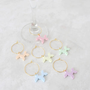 BALLOON DOG WINE CHARM SET (PASTEL COLORS)