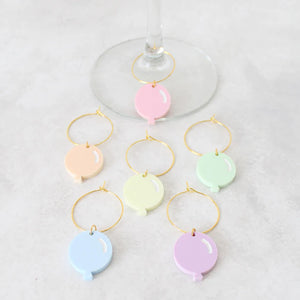 BALLOON WINE CHARM SET (PASTEL COLORS)