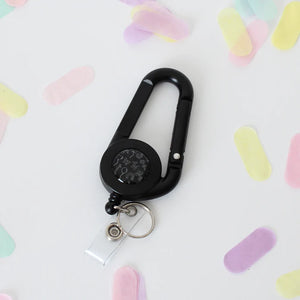 CARABINER SCISSOR REEL (BLACK & WHITE BALLOON ARTIST PRINT)