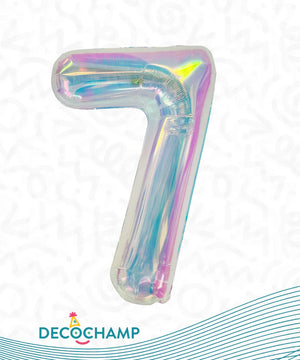 Number 7 Iridescent Foil Balloon 34" (Single Pack) DECONUMBER