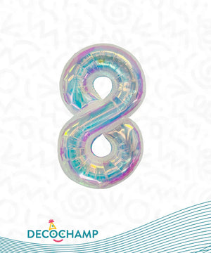 Number 8 Iridescent Foil Balloon 34" (Single Pack) DECONUMBER