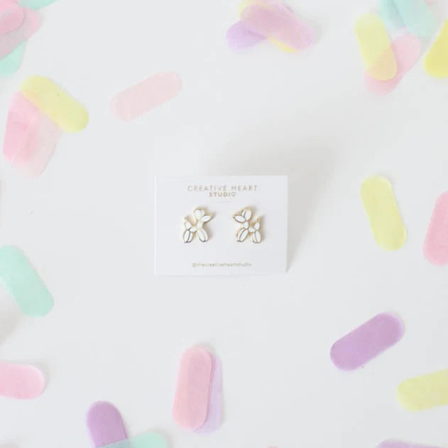 BALLOON DOG EARRINGS (WHITE)