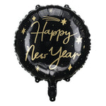 Happy New Year Black Round Foil Balloon 18 in