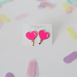 HEART BALLOON EARRINGS (NEON PINK)