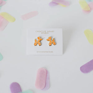 BALLOON DOG EARRINGS (NEON ORANGE)