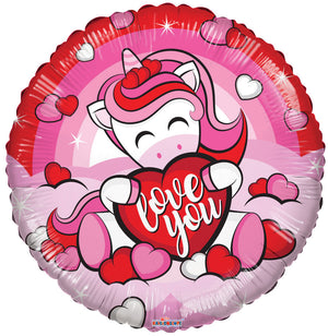 Love Unicorn With Heart Gellibean Foil Balloon 18"