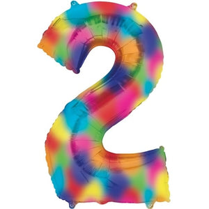 Number 0 to 9 Rainbow Splash Foil Balloon 34" each (Choose your Number)