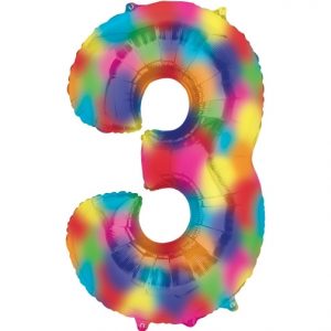 Number 0 to 9 Rainbow Splash Foil Balloon 34" each (Choose your Number)