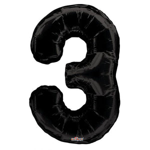 Numbers 0 to 9 Black Foil Balloon 34" each. (Choose your number)