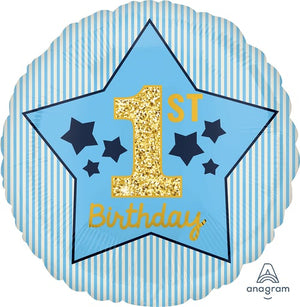 Boy 1st Birthday Blue & Gold 17"