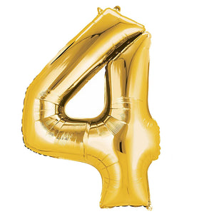 Numbers 0 to 9 Gold Foil Balloon 14" in and 34" in each. (Choose your size and your number)