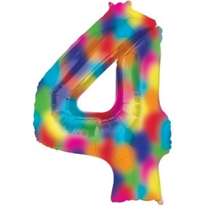 Number 0 to 9 Rainbow Splash Foil Balloon 34" each (Choose your Number)