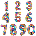 Number 0 to 9 Rainbow Splash Foil Balloon 34" each (Choose your Number)