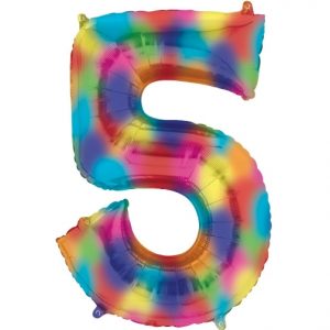 Number 0 to 9 Rainbow Splash Foil Balloon 34" each (Choose your Number)