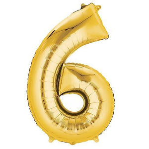 Numbers 0 to 9 Gold Foil Balloon 14" in and 34" in each. (Choose your size and your number)