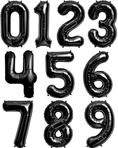 Numbers 0 to 9 Black Foil Balloon 34" each. (Choose your number)