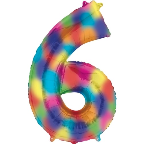 Number 0 to 9 Rainbow Splash Foil Balloon 34" each (Choose your Number)