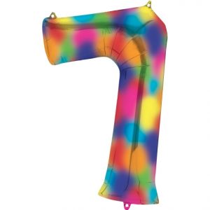 Number 0 to 9 Rainbow Splash Foil Balloon 34" each (Choose your Number)