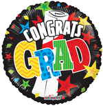 Grad Banner & Stars Foil Balloon 18"