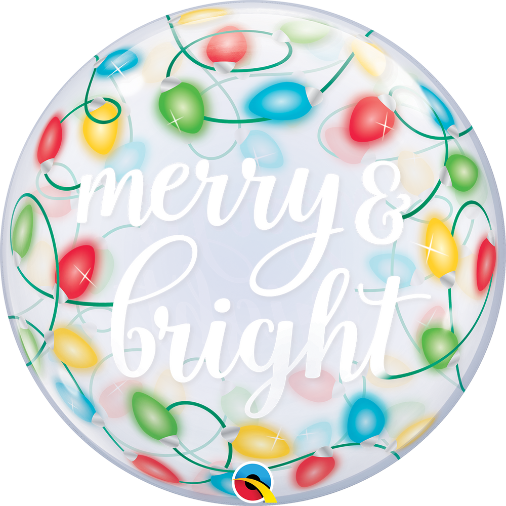 Round Merry and Lights Bubble Balloons 22"