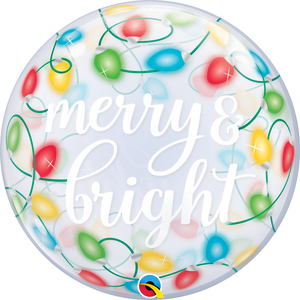 Round Merry and Lights Bubble Balloons 22"