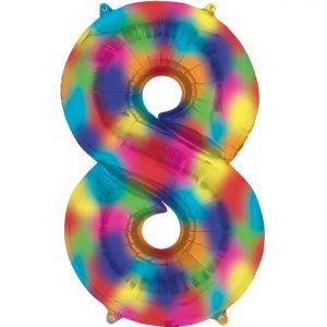 Number 0 to 9 Rainbow Splash Foil Balloon 34" each (Choose your Number)