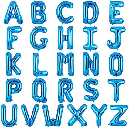 Letter A to Z  Blue Foil Balloon - 34"  (Choose your Letter)