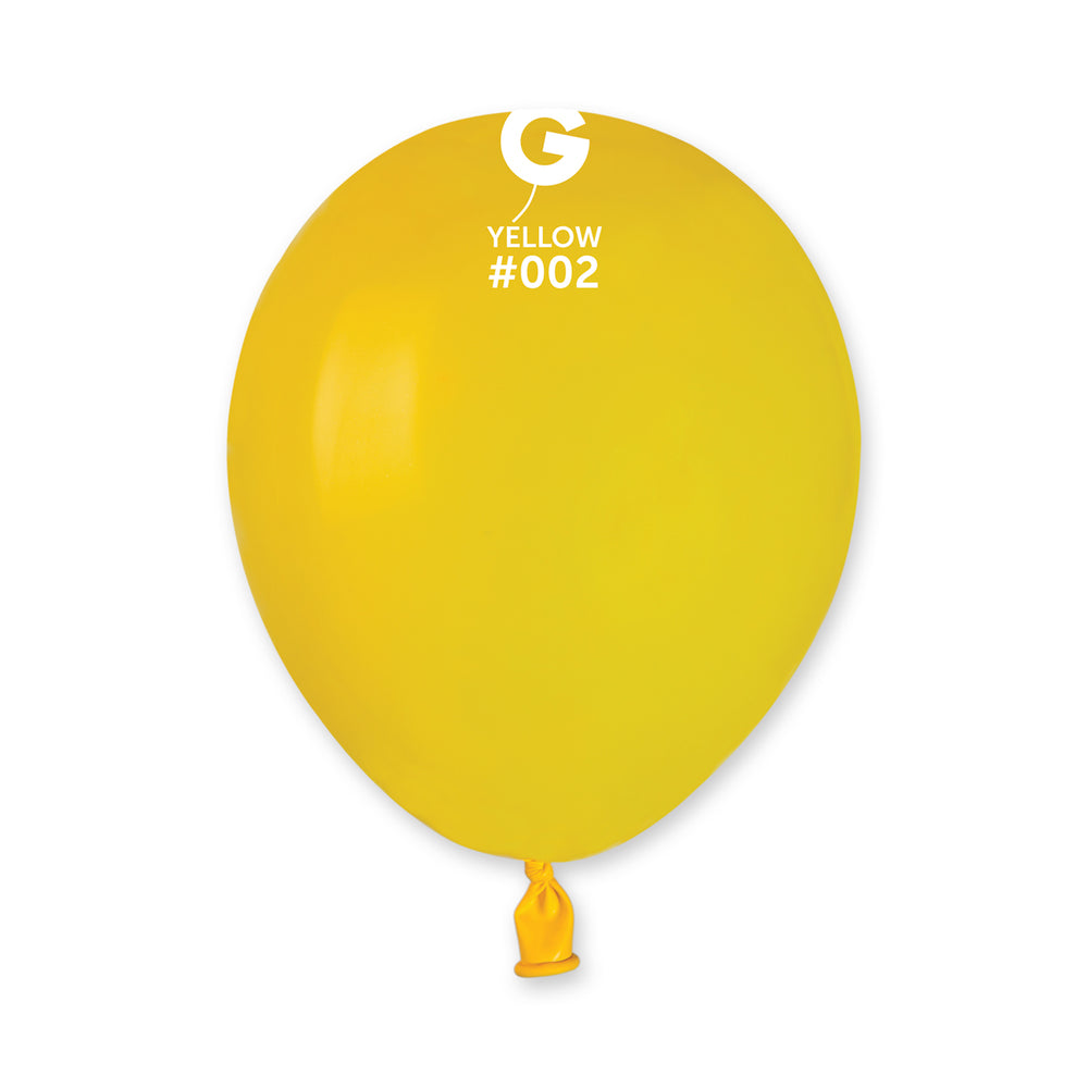 Solid Balloon Yellow A50-002  | 100 balloons per package of 5'' each