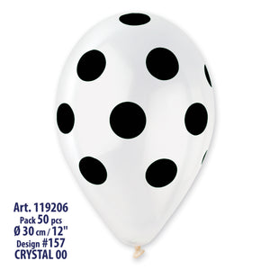 Polka Solid Balloon Clear-Black GS110-157 | 50 balloons per package of 12'' each