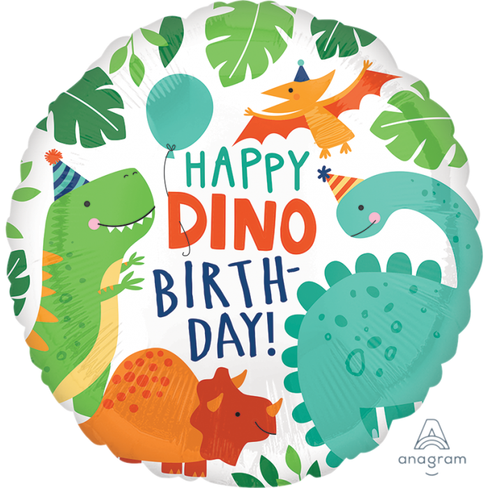 Dino Birthday Foil Balloon - 18" in.