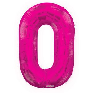 Numbers 0 to 9 Hot Pink Foil Balloon 14" in and 34" in each (Choose your size and your number)