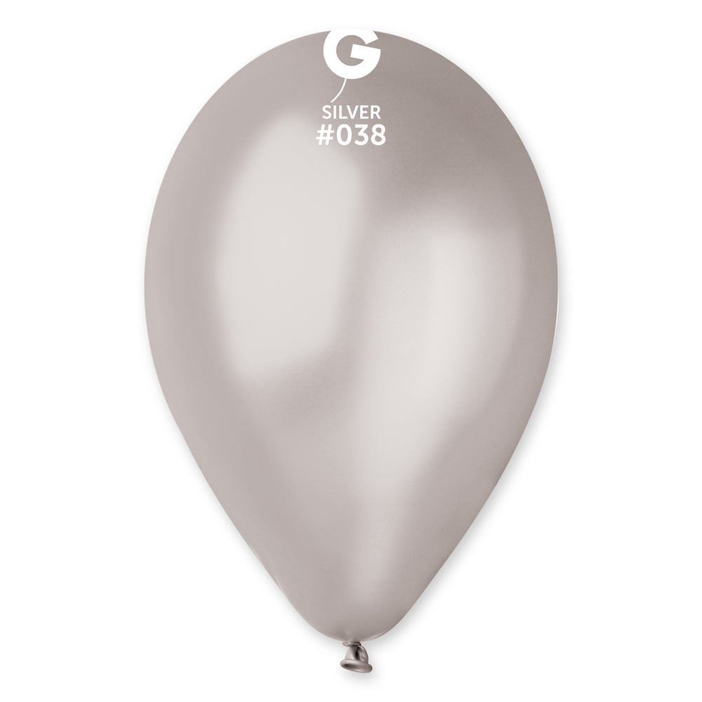 Metallic Balloon Silver GM110-038 | 50 balloons per package of 12'' each