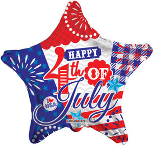 Happy 4Th Of July Star Foil Balloon