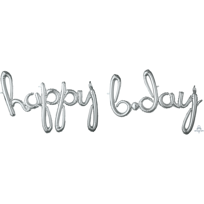 Happy Bday Script Foil Balloon - (Choose your color)