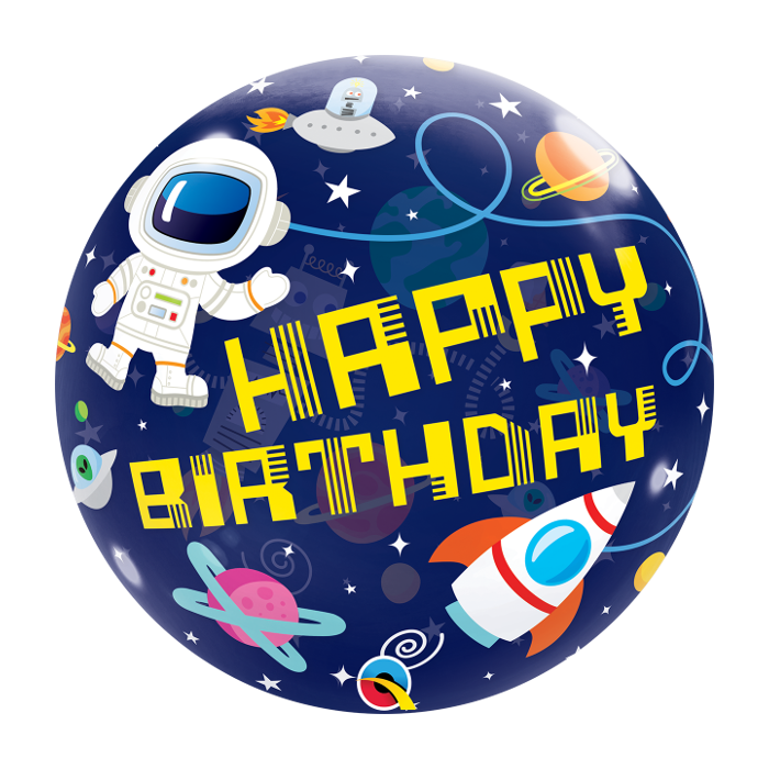 Outer Space Happy Birthday Bubble 22"