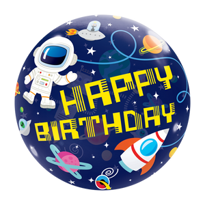 Outer Space Happy Birthday Bubble 22"