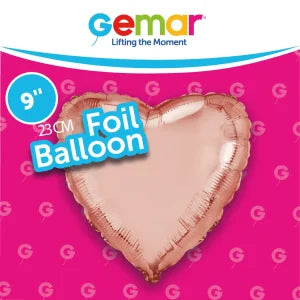 Rose Gold Heart Gemar Single Pack 9" 18"(Choose your Size)