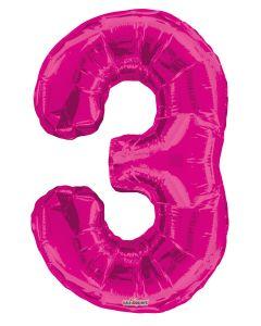 Numbers 0 to 9 Hot Pink Foil Balloon 14" in and 34" in each (Choose your size and your number)