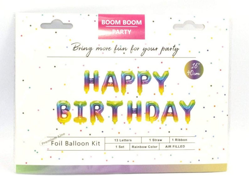 Happy Birthday Foil Balloon Banner Mylar Kits 16" (Choose Your Color)