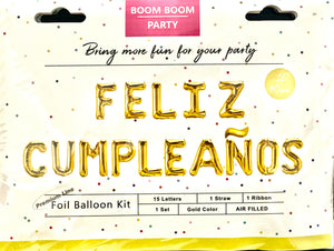 Feliz Cumpleaños Foil Balloons Mylar Kits 16”