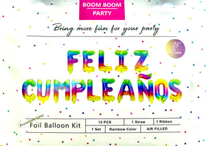 Feliz Cumpleaños Foil Balloons Mylar Kits 16”