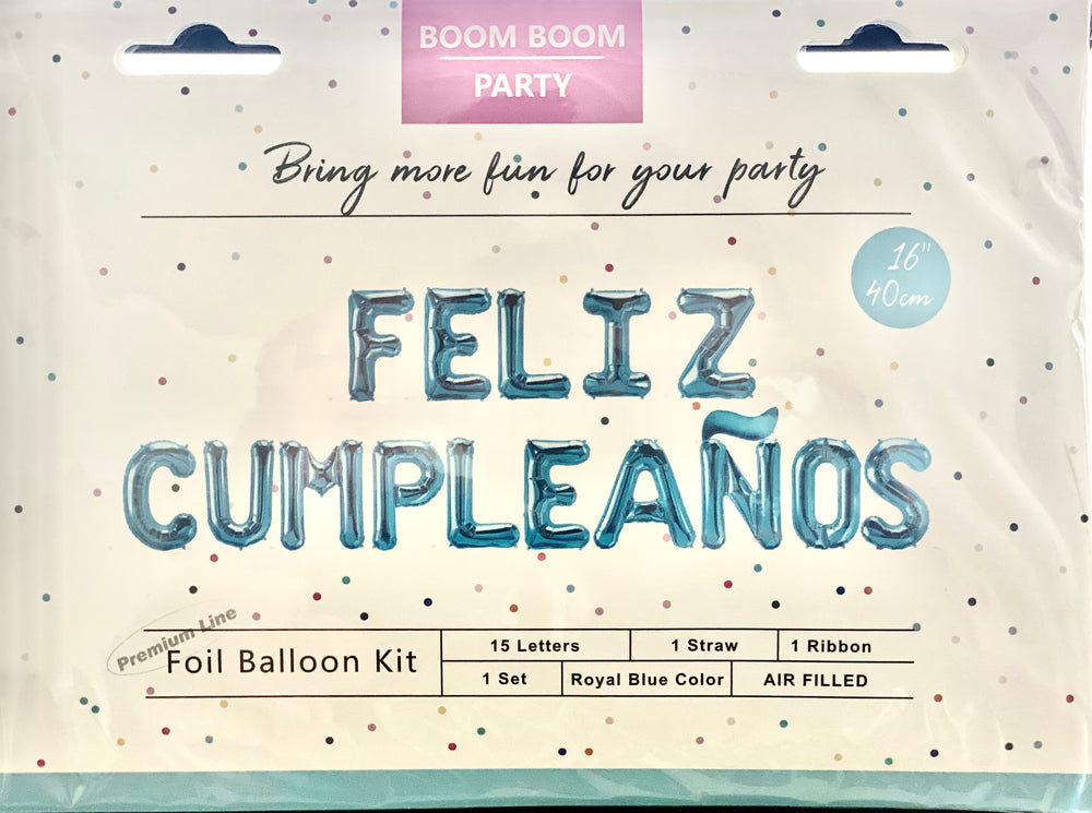 Feliz Cumpleaños Foil Balloons Mylar Kits 16”