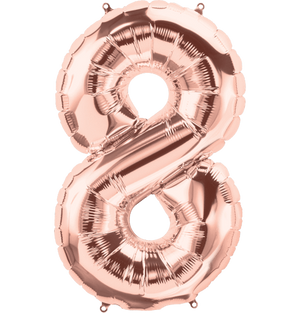 Numbers 0 to 9 Rose Gold Foil Balloon 14" in and 34" in each. (Choose your size and number)