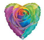 18" PKG RAINBOW ROSE HOLOGRAPHIC HEART