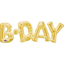 "B-DAY " Gold Script 30"